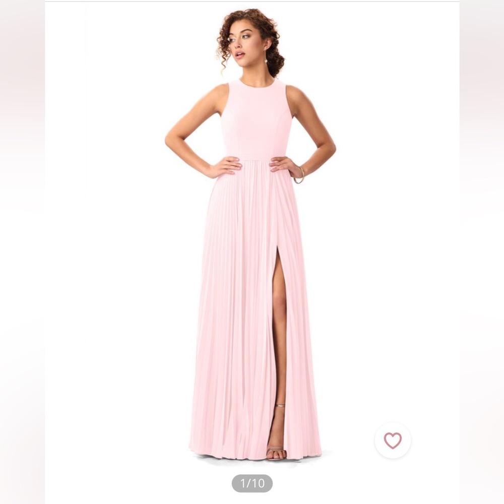 Bridesmaid Blushing Pink Azazie Maxi Dress Hemmed for 5’2” with Heels - Picture 1 of 4
